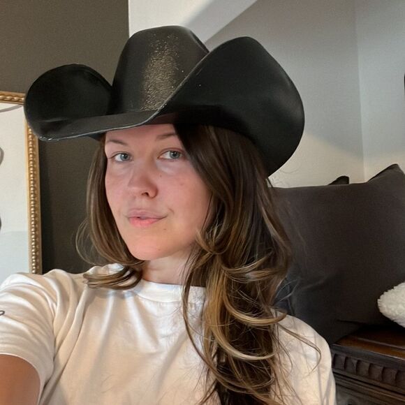 Western PBR Black Cowboy Hat Women’s Cattleman Style Large - Picture 5 of 8